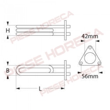 Rezistenta boiler expresor, putere 1500W, alimentare 230V, 1 circuit, lungime 190mm. Pentru expresoare GAGGIA, ITALCREM, VISACREM 